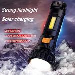 Solar Rechargeable LED Flashlight with Emergency Features