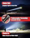 50,000 Lumens Rechargeable LED Flashlight, IP67 Waterproof