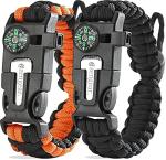Survival Bracelet Set with Fire Starter and Compass