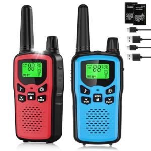 Rechargeable Walkie Talkies Long Range for Adults, Walky Talky VOX with 22 FRS Channels, 99 Privacy Codes Two Way Radio,1200mAh Li-ion Battery, for Camping Hiking Emergency (2 Pack Colorful)