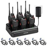 pxton walkie talkies for Adults Long Range with Upgraded Earpiece,radios walkie talkies Rechargeable Portable Two Way Radios with 6 Way Multi Gang Charger and Li-ion Battery (6 Pack)