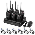 pxton walkie talkies for Adults Long Range with Upgraded Earpiece,radios walkie talkies Rechargeable Portable Two Way Radios with 6 Way Multi Gang Charger and Li-ion Battery (6 Pack)