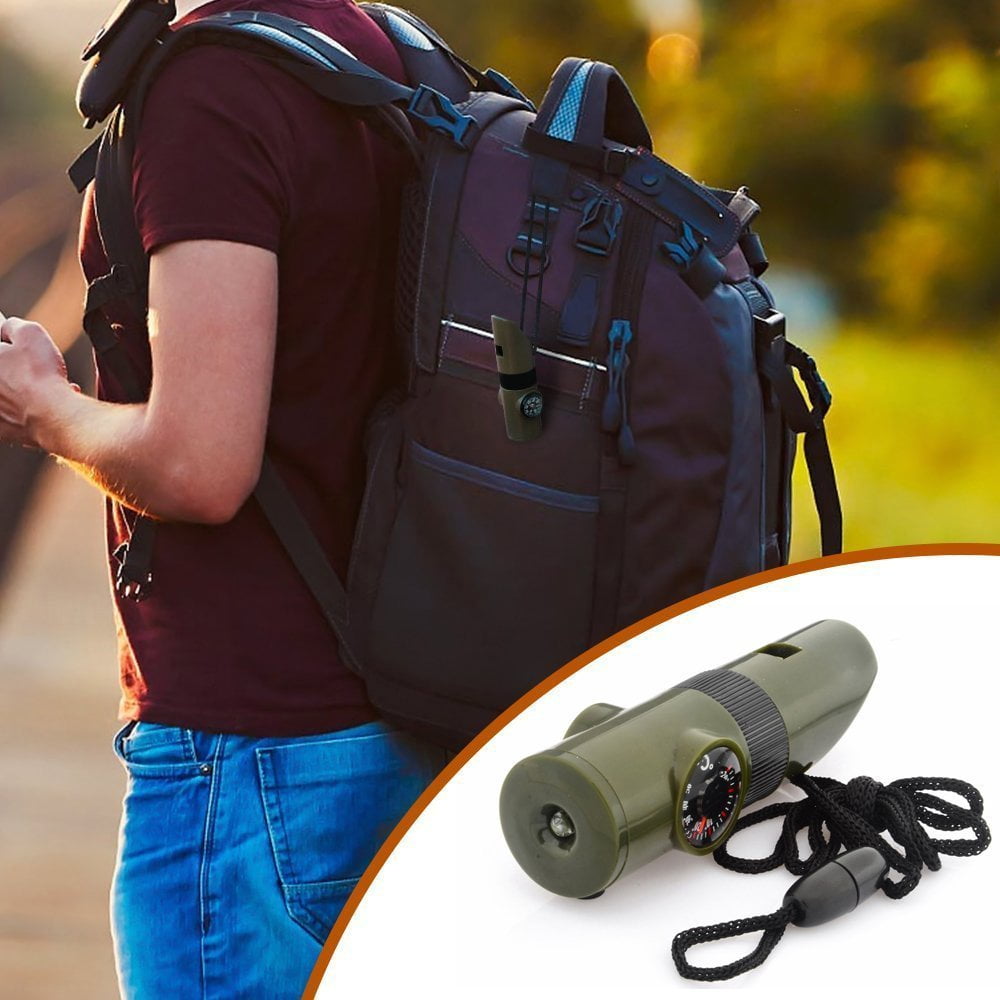 Military Survival Whistle Kit LED Compass Tool