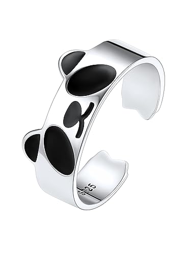 Pandas Wrap Open Ring: Sterling Silver, Cute & Novelty