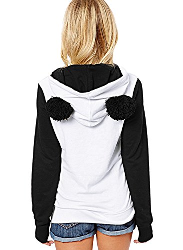 Panda Print Hoodie: Women's Long Sleeve Cotton Blend