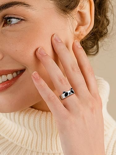 Pandas Wrap Open Ring: Sterling Silver, Cute & Novelty