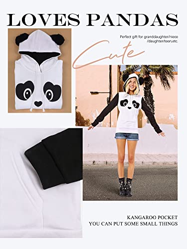 Panda Print Hoodie: Women's Long Sleeve Cotton Blend