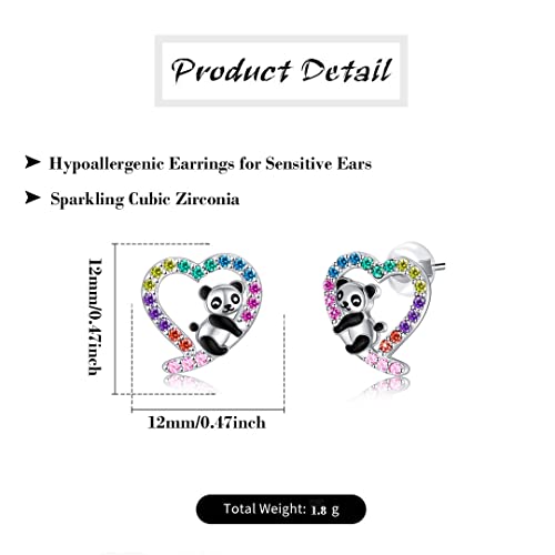 925 Sterling Silver Hypoallergenic Panda Stud Earrings