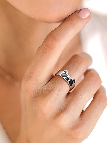 Pandas Wrap Open Ring: Sterling Silver, Cute & Novelty