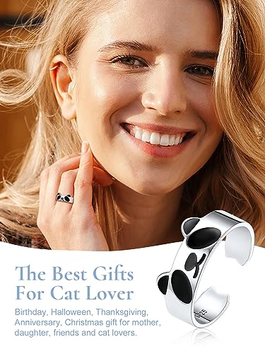 Pandas Wrap Open Ring: Sterling Silver, Cute & Novelty
