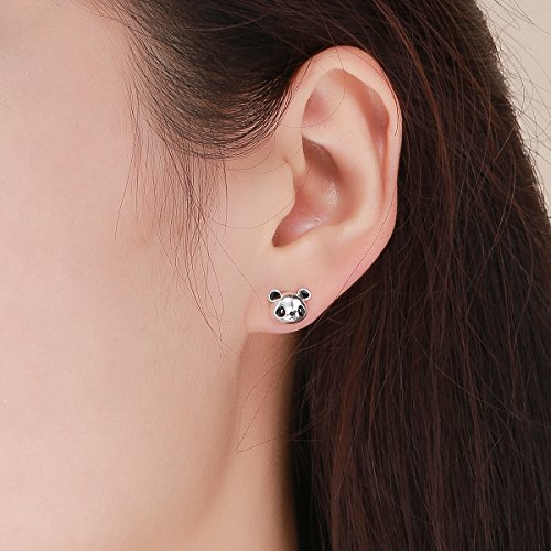 Sterling Silver Cute Panda Bear Earrings for Women/Girls