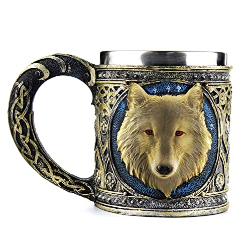 Stainless Steel 3D Wolf Coffee Cup