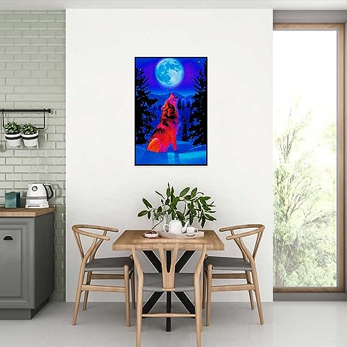 Wolf Moon Blacklight Poster 24x36 inches