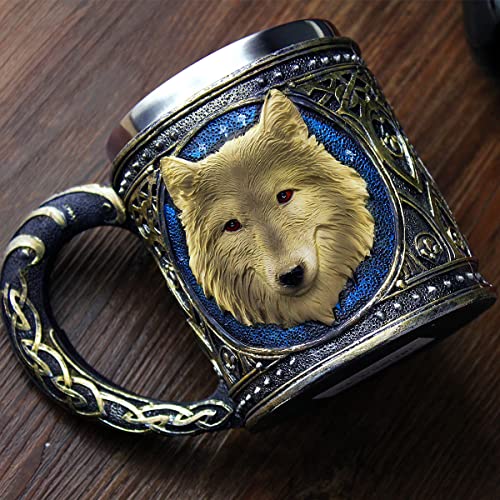 Stainless Steel 3D Wolf Coffee Cup