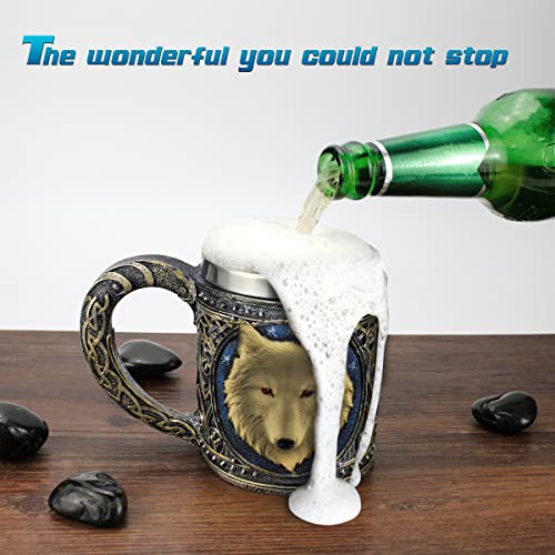 Stainless Steel 3D Wolf Coffee Cup