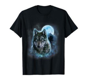 Wolf Galaxy T-Shirt, Icy Moon, Forest, Hunting Ground