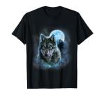 Wolf Galaxy T-Shirt, Icy Moon, Forest, Hunting Ground