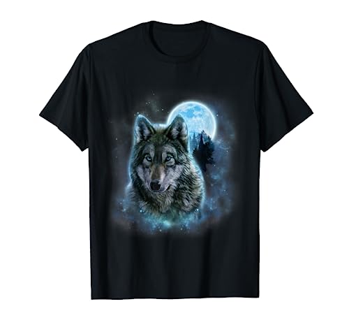 Wolf Galaxy T-Shirt, Icy Moon, Forest, Hunting Ground
