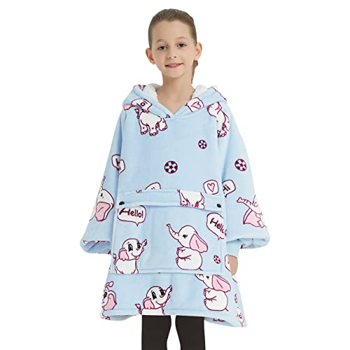 Kids Elephant Wearable Blanket Hoodie with Pocket