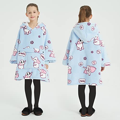 Kids Elephant Wearable Blanket Hoodie with Pocket