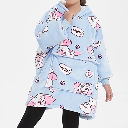 Kids Elephant Wearable Blanket Hoodie with Pocket