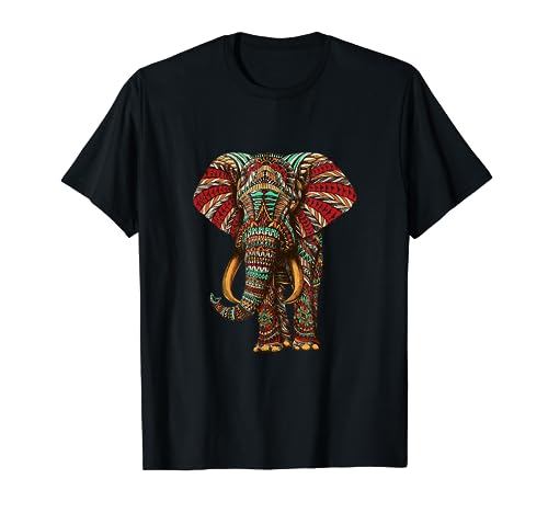 Elephants Wildlife T-Shirt with Stylish Henna Art