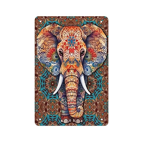 Mandala Elephant Metal Poster - Home Office Wall Decor