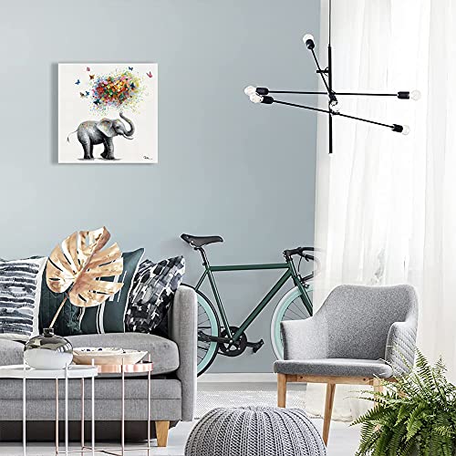 Butterfly Elephant Wall Art Print: Colorful Heart Balloon