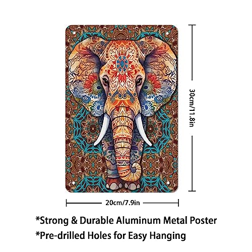 Mandala Elephant Metal Poster - Home Office Wall Decor