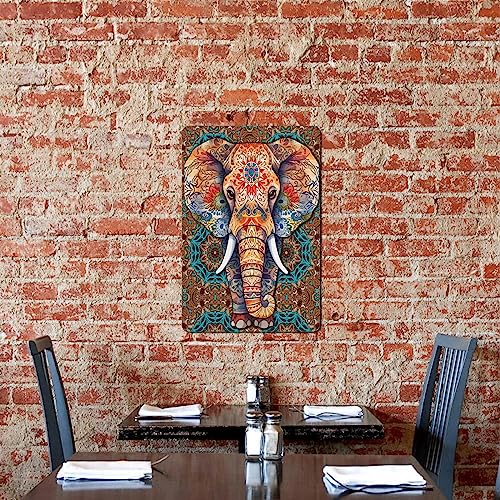 Mandala Elephant Metal Poster - Home Office Wall Decor