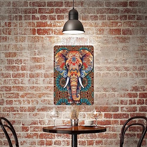 Mandala Elephant Metal Poster - Home Office Wall Decor