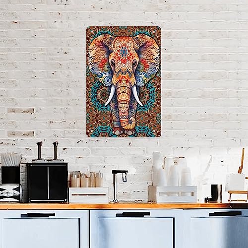 Mandala Elephant Metal Poster - Home Office Wall Decor