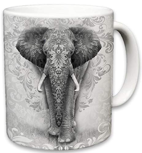 Elephant Ceramic Travel Mug, Cute Animal Design, 11 oz