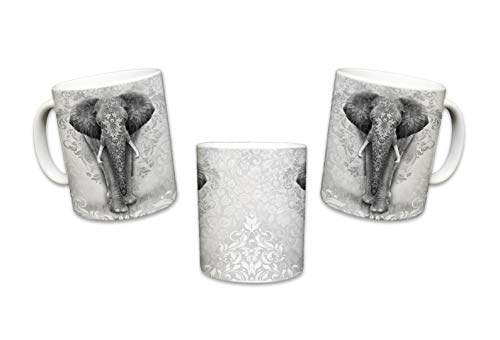 Elephant Ceramic Travel Mug, Cute Animal Design, 11 oz