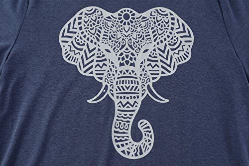 Cute Elephant Graphic Tee for Women - Blue