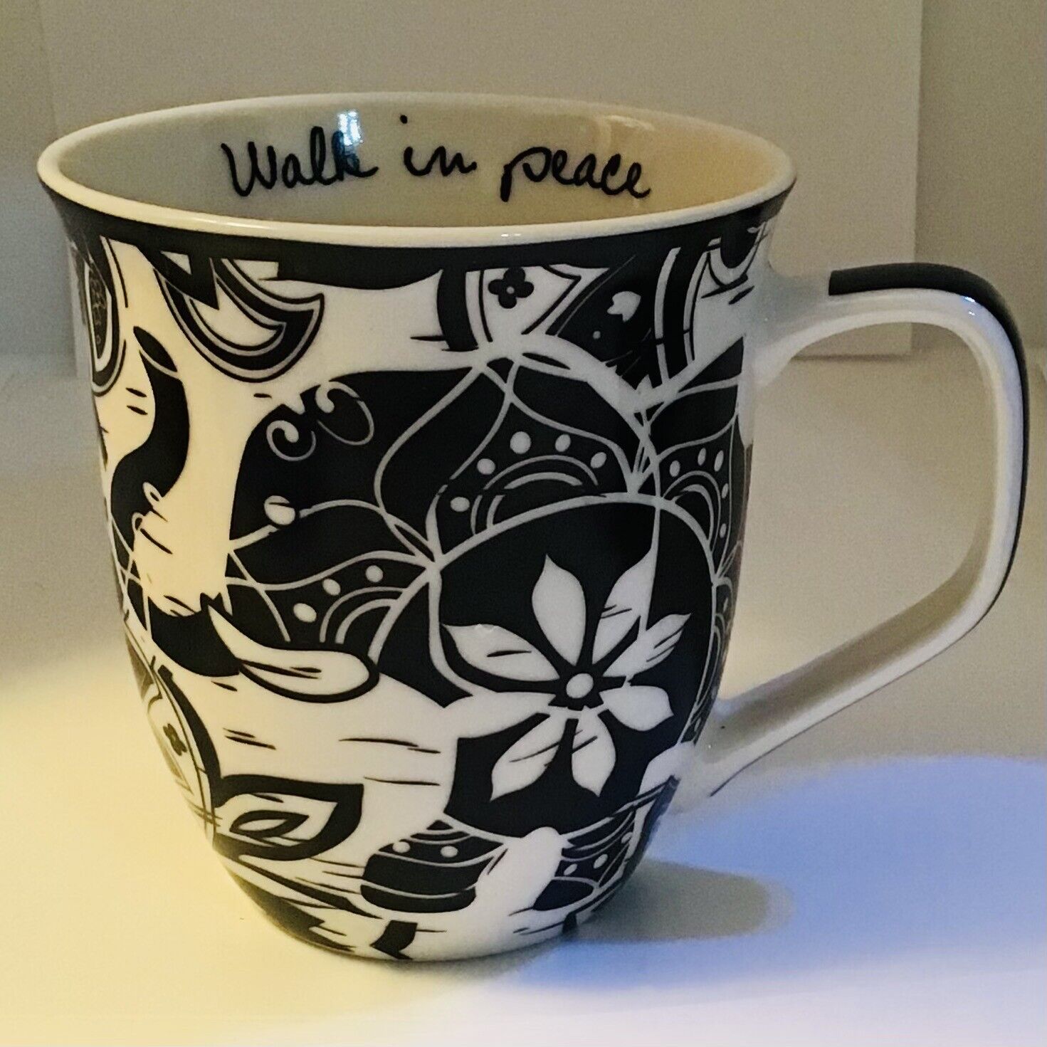 Ceramic Boho Elephant Mug - Black & White
