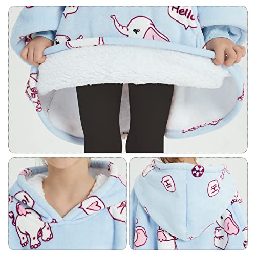 Kids Elephant Wearable Blanket Hoodie with Pocket