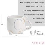 Elephant Ceramic Coffee Mug: Hand Printed Designs - 18.6 oz