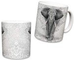 Elephant Ceramic Travel Mug, Cute Animal Design, 11 oz