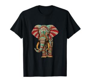 Elephants Wildlife T-Shirt with Stylish Henna Art