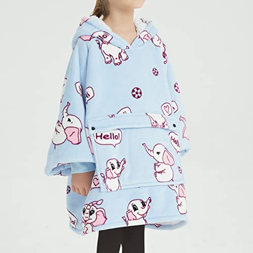 Kids Elephant Wearable Blanket Hoodie with Pocket