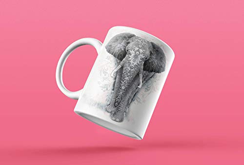 Elephant Ceramic Travel Mug, Cute Animal Design, 11 oz