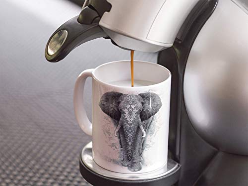 Elephant Ceramic Travel Mug, Cute Animal Design, 11 oz