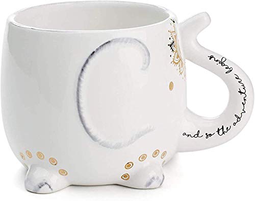 Elephant Ceramic Coffee Mug: Hand Printed Designs - 18.6 oz