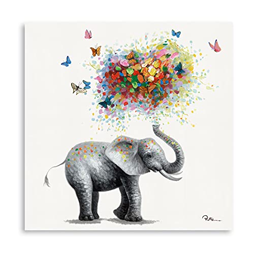 Butterfly Elephant Wall Art Print: Colorful Heart Balloon
