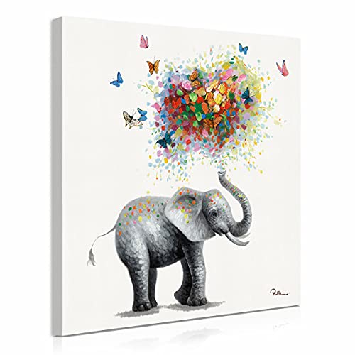 Butterfly Elephant Wall Art Print: Colorful Heart Balloon
