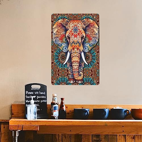 Mandala Elephant Metal Poster - Home Office Wall Decor