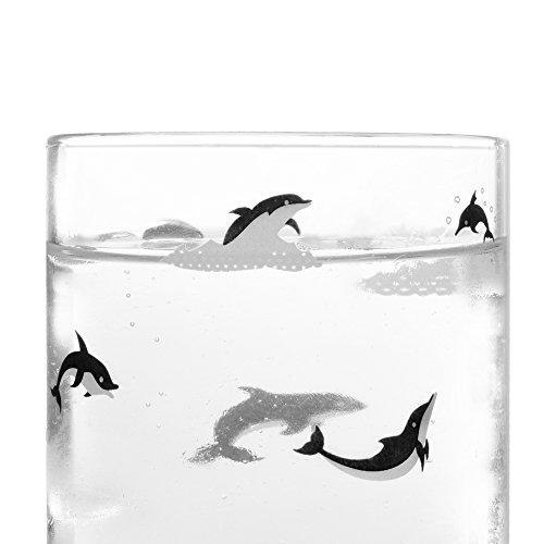 Cute Dolphin Print Glass Mug - 16.3oz