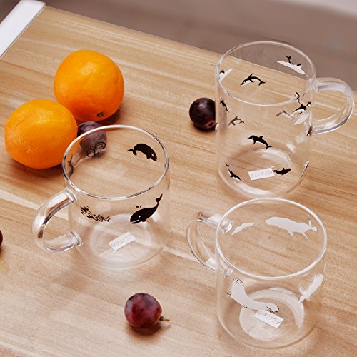 Cute Dolphin Print Glass Mug - 16.3oz