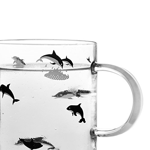 Cute Dolphin Print Glass Mug - 16.3oz